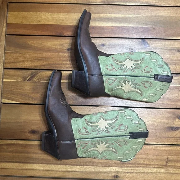 Ariat Manzanita Leather Boots, Brown with Green Shaft - Picture 3 of 7